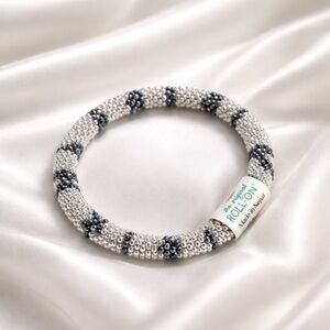 Silver and Black Beaded Bracelet - Women’s Jewelry
